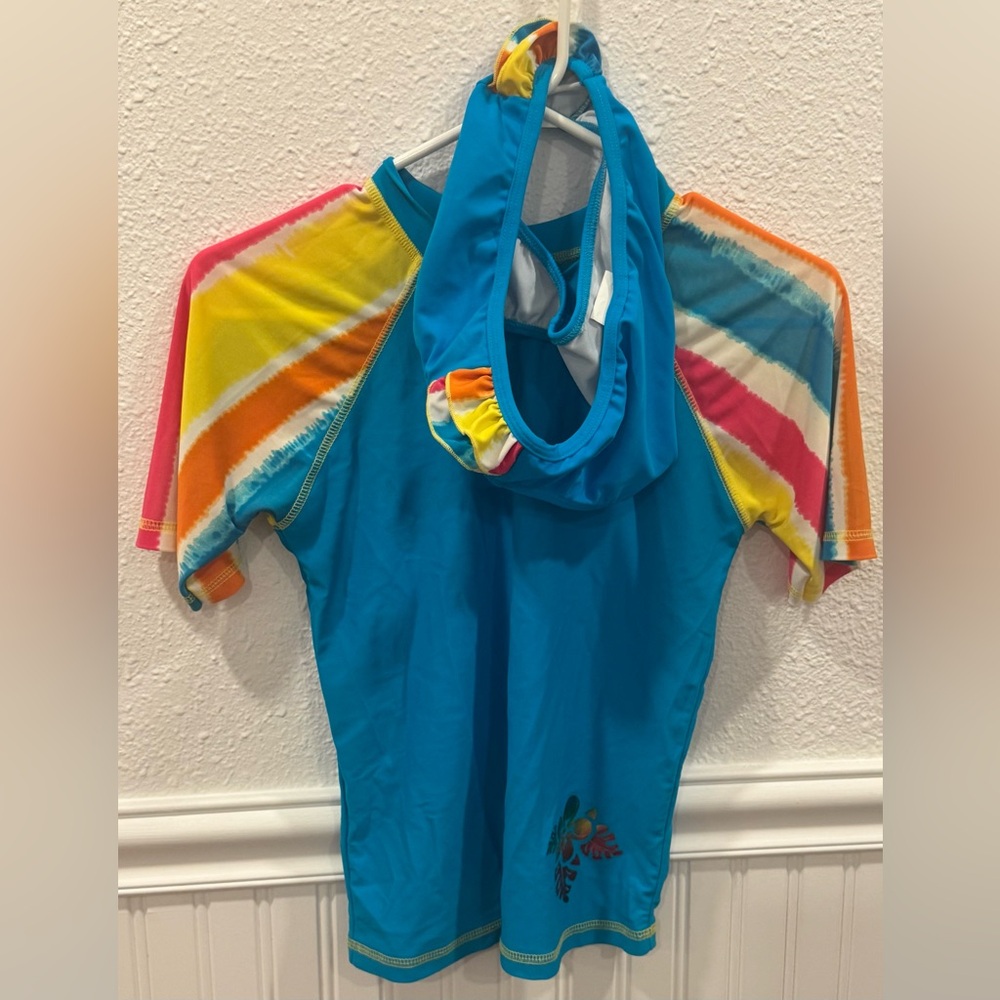 Girls Blue Swim Set Rash Guard - 2 Piece - Kids - Swimming - 100% Cotton
